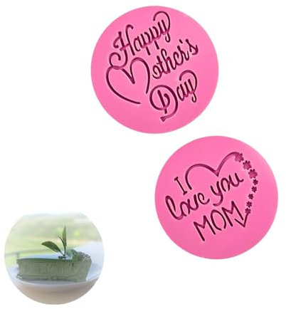 JeiibrZui Fondant-Prägestempel Happy Birthday & Mother's Day, 2 Stück, Happy Birthday Stempel für DIY Backen Kuchen, Zuckerpaste, Rosa