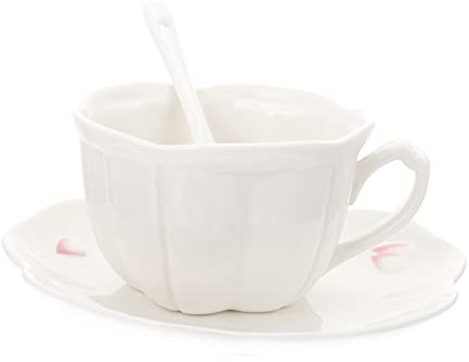 Ciieeo Ceramic Tea Cup Set Tea Cup Saucer Classic Style for Afternoon Beautiful Flower Decor