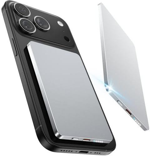 5000mAh für Magsafe Powerbank Mini 22,5W Power Bank USB C in Out Schnellaufladung, Wireless Magnetische Akkupack, Kabellose Externe Handyakkus für iPhone 16/ Plus/Pro/Pro Max/ 15/14/ 13/12 Grau