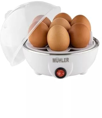 Wintem Cuoci Uova Elettrico in Plastica e Acciaio 350W - Fino a 7 Uova - Pulsante Accensione e Spegnimento con Spia Luminosa - Inclusa Tazza per Misurare l'Acqua - Facile da Usare e da Pulire