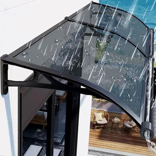 PHUSTJKL Vordach für Haustür Überdachung 80x180cm, Haustürdach Pultvordach Pultbogenvordach aus Aluminium und Polycarbonat, Türdach für draußen Sonnenschutz Regenschutz-Grau