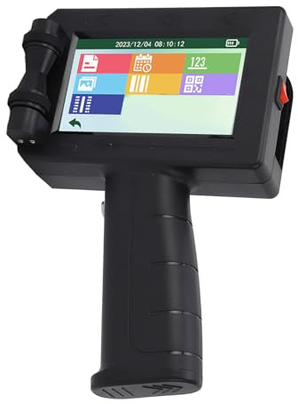 Yanmis Imprimante à Jet d'encre Portable LA50, Imprimante à Jet d'encre Portable, Hauteur de Jet d'encre Réglable de 2 à 12,7 Mm, écran Tactile HD, pour la Production de Codes à Barres