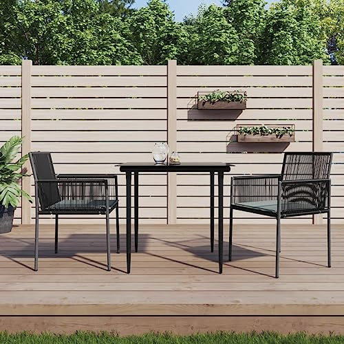 Xichuzi Gartenstühle mit Kissen 2 STK. Schwarz 54x60,5x83,5 cm Gartensessel, Campingstuhl, Hochlehner, Balkonmöbel, Balkonstuhl, Terrassenstühle, Balkon Stuhl, 364102
