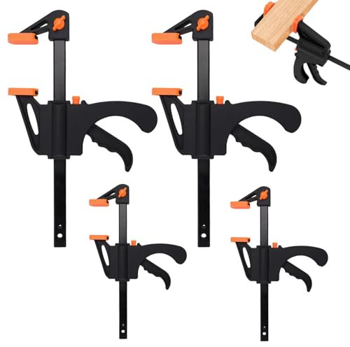 VZXZXE Set di 4 morsetti da 150 mm, 300 mm, morsetti a serraggio rapido, morsetti per sega a sgancio rapido, set di morsetti a vite, morsetti a sgancio rapido, morsetto a molla