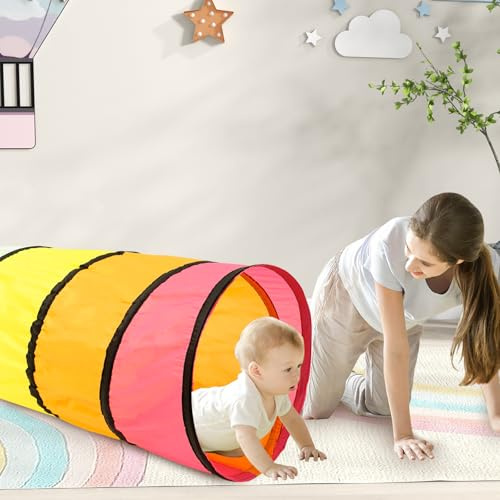Tunnel de jeu de 180 cm pour tout-petits, tente tunnel pop-up à ouverture ronde de 46 cm pour enfants, tunnel pliable coloré pour bébé ou animal de compagnie, jeu d'intérieur et d'extérieur dans le