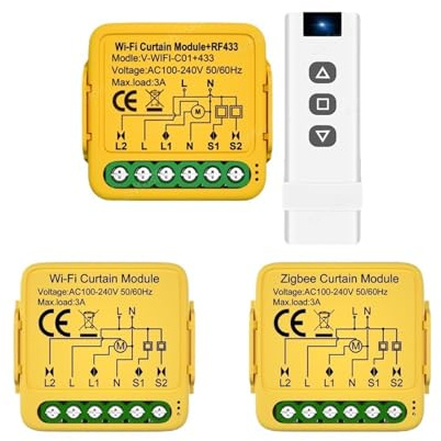 Tuya Curtain Motor Smart Switch WiFi RF433 3 Options Roller Blinds Shutter Motor Switch Controller Voice for Alexa Google(WiFi RF433)