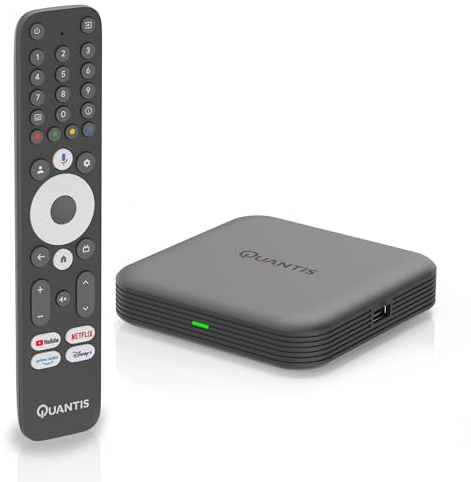 Quantis QE700 4K UHD Streaming Box, Google TV Streamer für Netflix, YouTube, Disney Plus und mehr, HDR10+, Dolby Atmos, Zertifizierte Chromecast TV Box mit Google Assistent