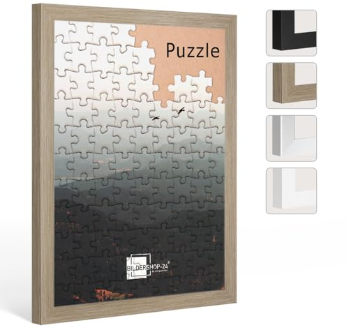 Bildershop-24 Puzzlerahmen RahmBig für Puzzle ca. 1000 Teile 33x98cm 98x33cm Eiche Natur mit Acrylglas