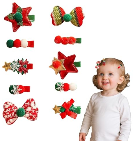 DHWEKU Lot de 10 Noël accessoires cheveux bébé,Coiffure bébé pour Noël Accessoires de Noël pour Enfant,Cadeau Festif pour Fille, Accessoire Coiffure Maman & Bébé,Idéal Arbre de Noël & Fêtes Familiales