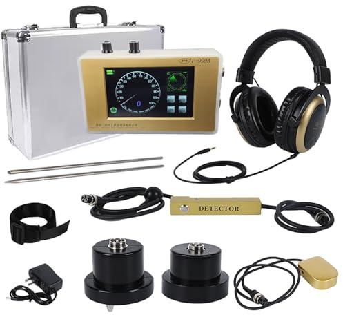 Detector de fugas de agua con auriculares, máquina probadora de tuberías de agua del grifo, pantalla táctil mejorada, detección profunda a 4 m, mayor sensibilidad, caja de almacenamiento de aleación