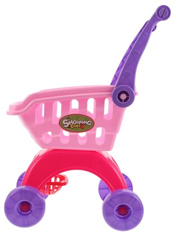 Kisangel Mini Supermarket Handcart Creative Pretend Play Grocery Cart Shopping Trolley Playset with Stable Structure Promotes Social Skills and Imaginative Role Play Easy Assembly for
