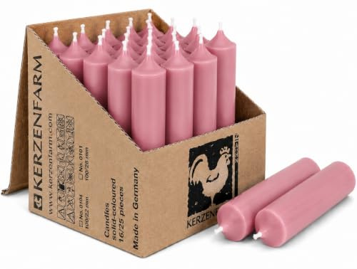 Kurze Stabkerzen Tafelkerzen durchgehend gefärbt Spitzkerzen für die Tisch-Deko zur Hochzeit Weihnachten & Party (10, altrosa)