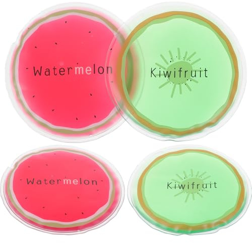 iplusmile Lot de 4 Poches de Glace Réutilisables en Gel PVC Motifs Fruits Petites Poches de Glace pour Blessures Soulagement et Gonflement Usage Maison et Sport