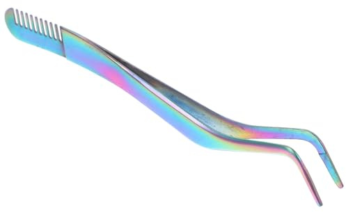 iplusmile Pince à Épiler Cils Acier Inoxydable Peigne Intégré, Applicateur pour Extensions de Cils Couleur Arc-en-ciel, Outil Précis pour Maquillage Professionnel, Usage Beauté Quotidien