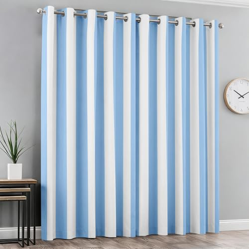 Generisch Verdunklungsvorhänge Blau Weiße Streifen, Nautisch Maritim Gestreift Vorhänge für Schlafzimmer Deko, Gardinen mit Ösen H137 x B117 cm, Vorhang Blickdicht Wohnzimmer 2er Set K279