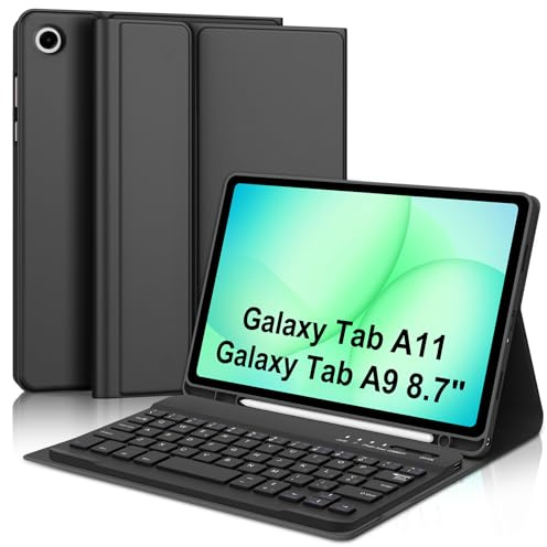 Cover Tastiera per Samsung Galaxy Tab A11 8.7/Galaxy Tab A9 8.7 Pollici | Keyboard Magnetico Staccabile, Italiano QWERTY, Custodia Tastiera Senza Fili Bluetooth con Portapenna, Nero