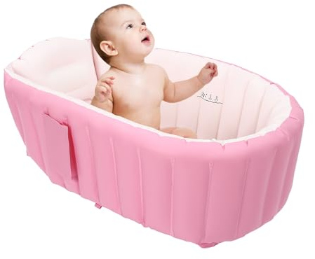 Baby Badewanne aufblasbar Aufblasbare Babybadewanne 0-3 Jahre 77 * 40 * 25cm,Sicherheits-Luftsäule Ergonomisches Bogen Design,Seitentasche Reparaturset Inklusive Pumpe Ideal Für Zuhause Reisen