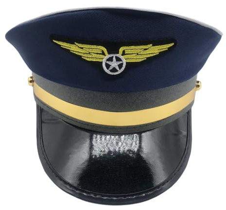 Gorra de piloto para adultos Capitán Aerolínea Cosplay Juego de rol | Sombreros de disfraz de piloto para fiesta de Halloween, cosplay, cumpleaños, marinos y aviación
