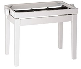 K&M 13711 Klavierbank Unterteil Weiß - Buchenholz, Hochglanzlack - Vierbeiniger Sitz mit präziser Höhenverstellung