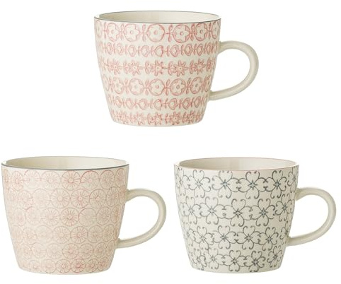 Bloomingville Tassen Cécile 3er Set, Rose-Farben/Grau, Rose-Farben/Grau