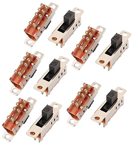 sourcing map 10Pcs 3 Position 8P DPDT Panel Mount Micro Slide Switch Latching Toggle Switch
