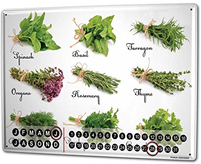 Wandkalender 2019 Jahreskalender Dauerkalender 2020 Kalender 2021 Terminplaner Fotokalender Essen Restaurant Kräuter Übersicht Metall Magnet