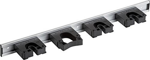 Meister Gerätehalterleiste 510 mm - Geräteleiste & 4 Gerätehalter - Aluminium - Leichte Montage / Werkzeughalter / Gerätehalter für Gartengeräte / Stabile Werkzeugleiste für die Wand-Montage / 9953140