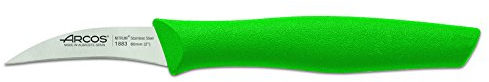 Arcos Serie Nova Caja 36 uds Cuchillo Mondador, Hoja de Acero Inoxidable de 60 mm, Mango de Polipropileno Color verde (36 UDS)