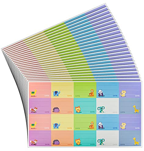 Juvale Baby Bottle Labels for Daycare 500-Pack - Multicolor Animal Designs (1.5 x 1) - Writable Daycare Bottle Labels - Adhesion for Bottles & Containers