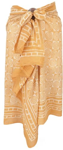 GURU SHOP - Pareo leggero, sarong, panno in cotone stampato a mano, uomo/donna, bianco, cotone, taglia unica, panno stampato, abbigliamento alternativo, Combinazione di colore 2, Taglia unica
