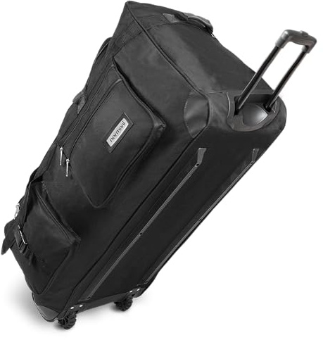 Leichte XXL Reisetasche mit 3 Rollen 80 Liter Volumen Robust wasserabweisend reißfest leicht zu reinigen Farbe Schwarz Größe 120 Liter