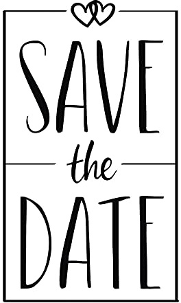 Rayher 29202000 Stempel, Motiv: Save the Date, 5 x 8 cm, Textstempel für Hochzeit, Taufe, Kommunion, Geburtstag, Party, zum Gestalten von Einladungen, Holzstempel Butterer