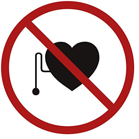 10 adesivi vietati di pacemaker cardiaco, Ø 9,5 cm, con protezione UV, segnale di avvertimento per esterni ed interni, segnale di divieto di divieto di Strobo