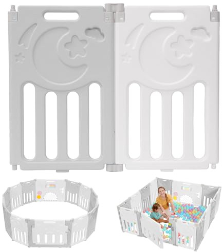 Dripex Laufstall Baby Faltbar, for Baby & Toddlers Kleinkinderzimmer, Möbel | Extra 2 Ersatzpaneele für Dripex Laufstall Baby Faltbar, Laufstall Baby mit Laufgitter Baby Playpen zur Erweiterung, GrauWeiß