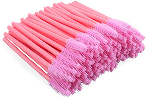 G2PLUS 100PCS Pennello per Ciglia Monouso,Scovolino Ciglia,Applicatore Mascara,Spazzolini Ciglia in Silicone per L'estensione Delle Ciglia (Rosa)