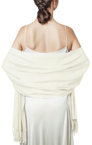 PIOYMEYA Pañuelos Chal Bufanda Mujer Pashmina Marfil Estolas Bodas Chale Fiesta Sólido Fulares Foulard Larga Cálida Invierno