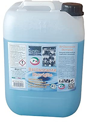 PIP Brillantante Lavastoviglie Professionale, Additivo Lavastoviglie, Pulizia Rigenerante, Anticalcare, Detergente Industriale, Tanica LT. 10 - Kg. 10 Ho.Re.Ca., HACCP