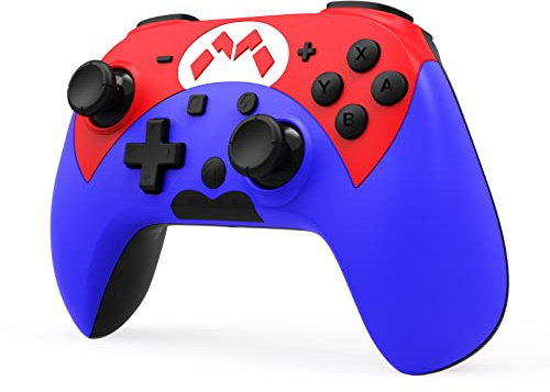 NexiGo Wireless Controller for Switch/Lite/OLED with Back Buttons, Bluetooth Switch Controller with Semi-Auto Turbo, Motion, Vibration Function (Red & Blue)