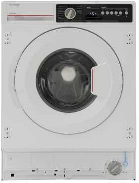 Sharp ES-NIB814BWB-DE Einbau-Waschmaschine Frontlader, B (A bis G), 8 kg, 1400 U/min, 15 Programme inkl. 15 min Kurzprogramm, AquaStop, Weiß