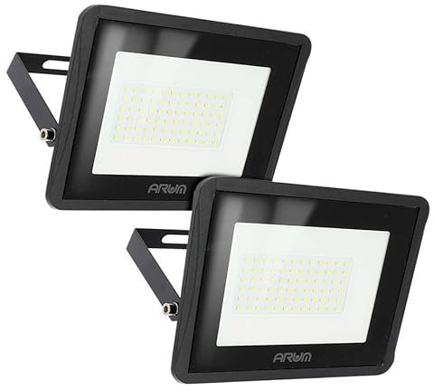 Lot de 2 Projecteurs LED 50W Extérieur Blanc Naturel 4000K Forte Luminosité IP65 Jardin Terrasse Parking Cours
