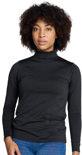 LAPASA Damen Rollkragen Thermounterhemd, Innenfleece Thermounterwäsche langärmliges Thermo-Shirt Funktionsunterwäsche Oberteil (L90), Schwarz (wärmer), L