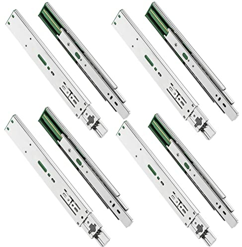 GTV H45 - Rieles para cajones (45,3 x 550 mm, acero galvanizado, sistema de rieles de cierre suave, guía de bolas, soporta hasta 30 kg, 4 juegos = 8 unidades)