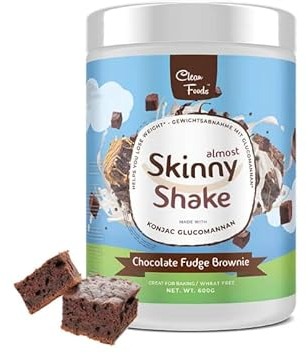 CleanFoods AlmostSkinny Shake Chocolate 600g I Substitut de Repas - Shake Diététique I Saveur Brownie Chocolat Caramel Iseulement 63 calories par repas I avec 22 vitamines et minéraux