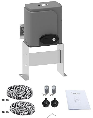 GATEXPERT Sliding Automatic Gate Operator Kit with 2 Remote Controls Slide Gates up to 1200 pounds and 40ft Long Chain Driven Gate Motor (SGO06-GREY)