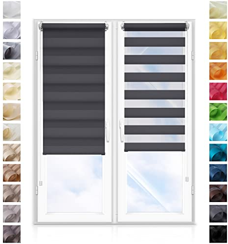 Concept Blinds Tag und Nacht Rollos - OHNE Bohren - Rollo für Fenster und Türen (Breite von 90 cm bis 150 cm)