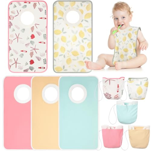 Newwiee 5 Pcs Large Towel Bib Toddler for Baby Toddler Cloth Bib Soft Pullover Baby Absorbent Full Coverage Drooling Feeding(Cute)