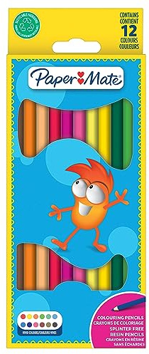 Paper Mate Children's Colouring Pencils | Pre-Sharpened Coloured Pencils | Assorted Colours | 12 Count