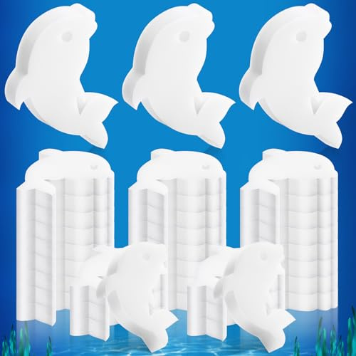 Patelai Lot de 40 éponges de nettoyage pour jacuzzi - Absorbant l'huile - Pour spa, baignoire et piscine - Accessoires de baignoire (dauphin blanc)