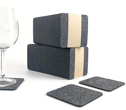 Untersetzer aus Filz, div. Formen, ca.10x10cm, 4 Farben, 4 Packungsgrößen (quadr. rd. Ecken - 50er OHNE Box, anthrazit meliert)