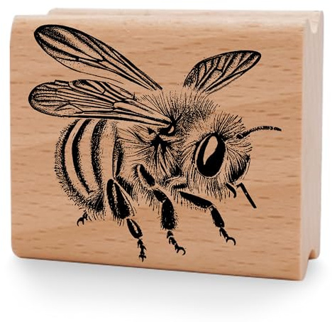 NEWSTAMPS Stempel Biene filigran Motivstempel groß aus Holz & Gummi zum Karten und Geschenke basteln, Holzstempel für Tiere, Tierstempel, Scrapbook, Textilstempel, Deko, Kinder